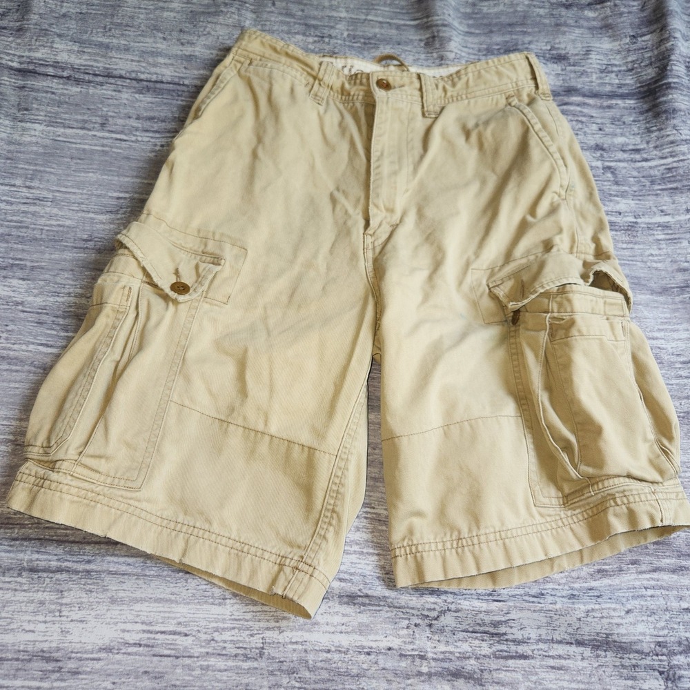 American Eagle Outfitters Mens Beige‎ Cargo Shorts, "Follow the Sun" Y2K